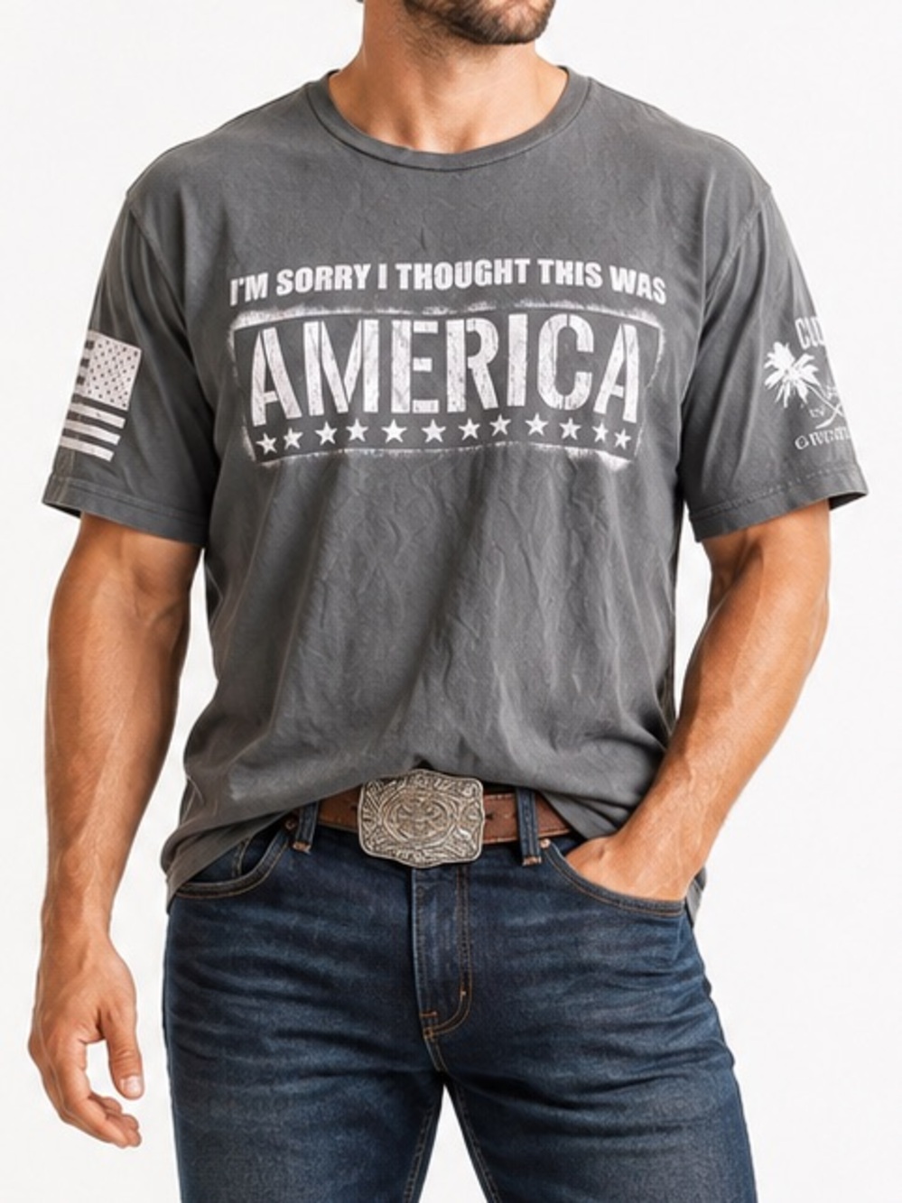 Grunt Style I’m Sorry I Thought This Was America Graphic Tee XL Gray USA Mens
